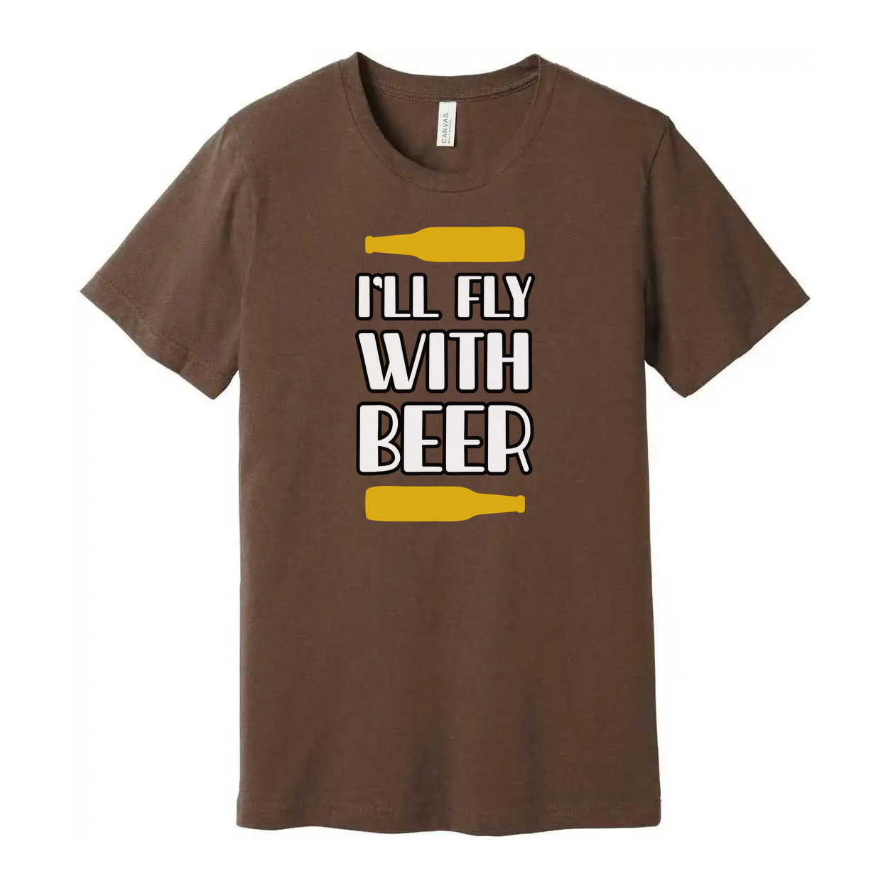 Unisex Beer Graphic T Shirt With Bottle Illustrations Printed Front I Will Fly With Beer