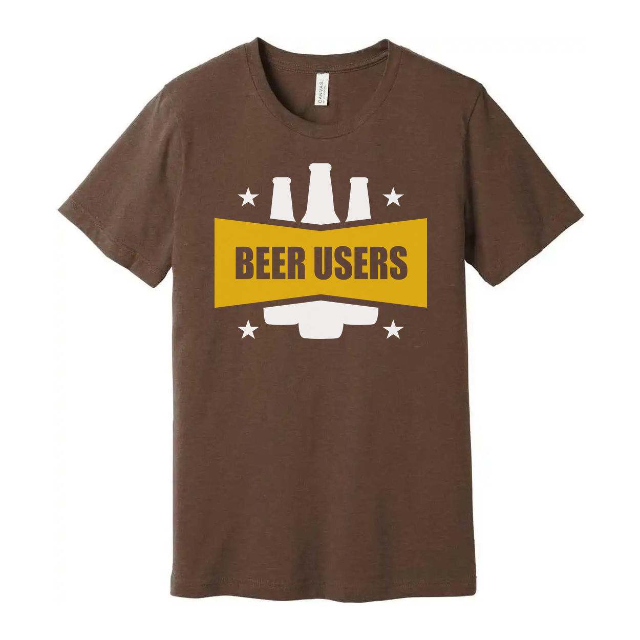 Beer Users Graphic Unisex Tee With Bold Yellow Banner And Beer Bottle Silhouette Artwork