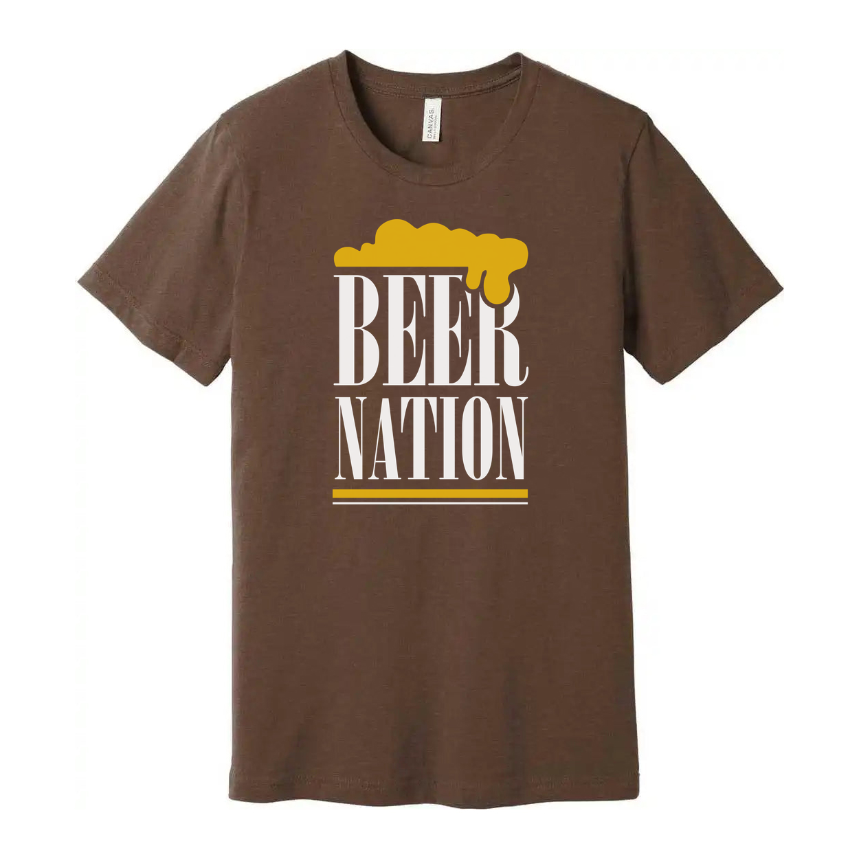 Beer Nation Unisex Short Sleeve Graphic T Shirt With Beer Foam Logo Design For Everyday Wear