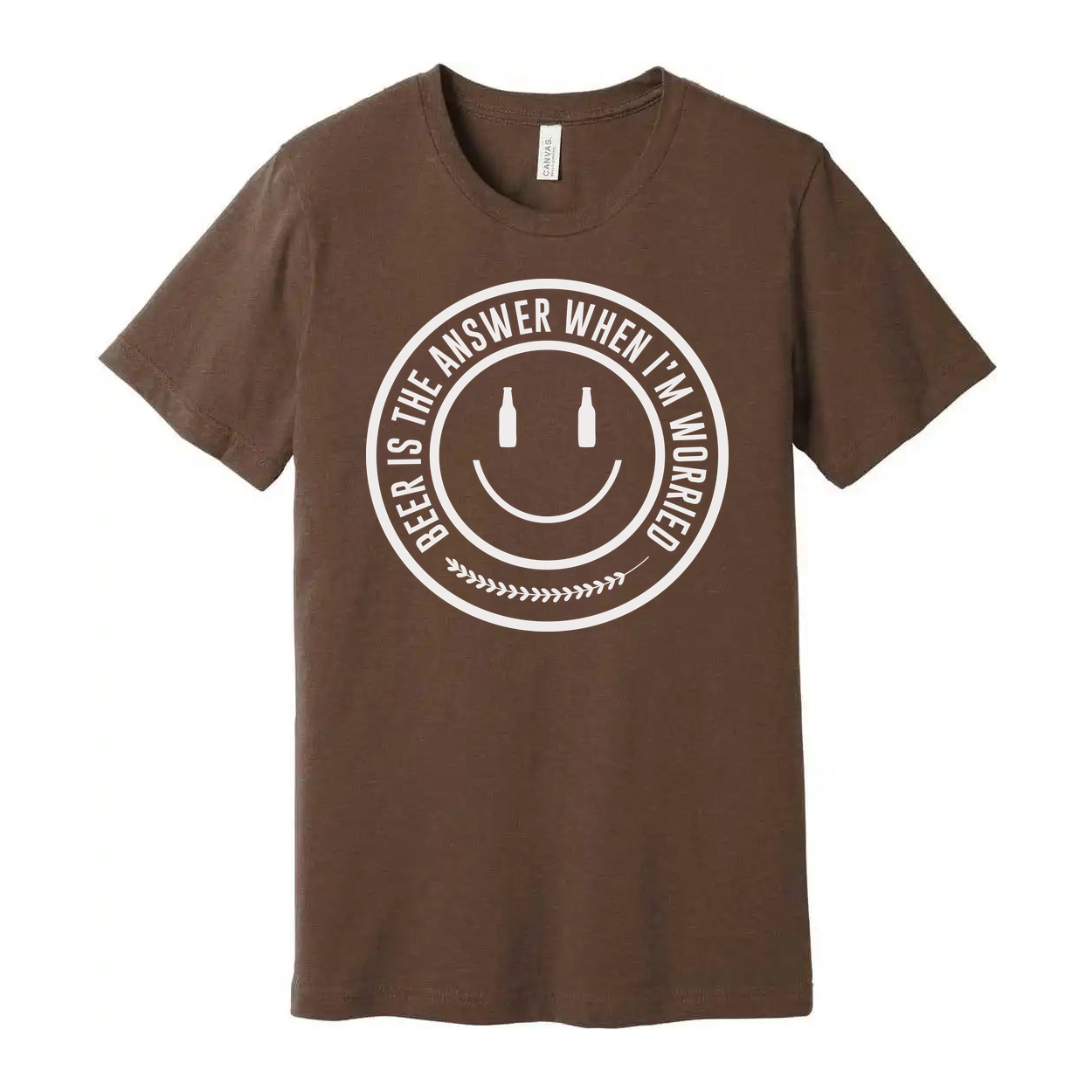 Unisex Beer Is The Answer When I'm Worried Circular Logo Graphic Tee Shirt For Everyday Wear