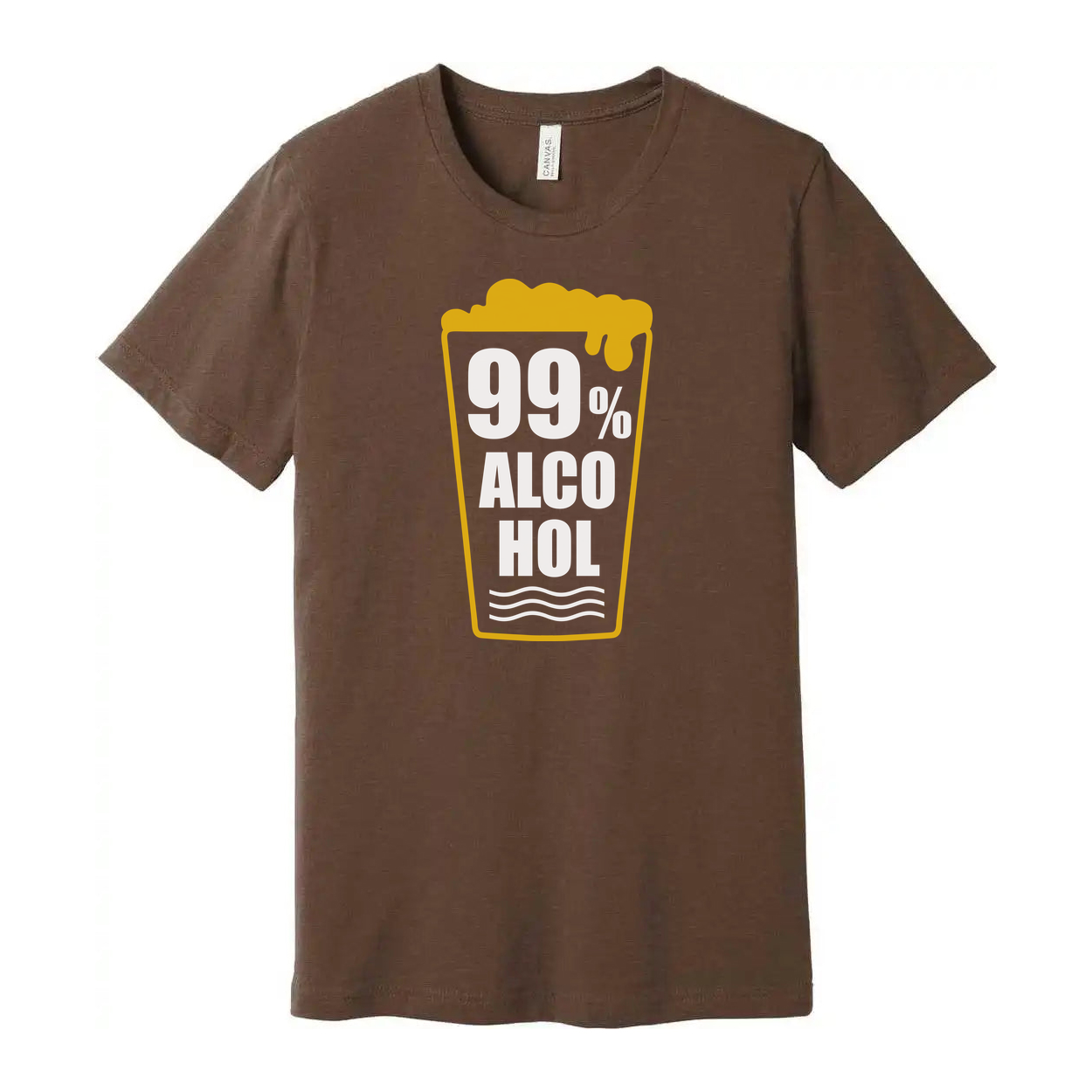 Unisex Beer Glass Graphic T Shirt With 99 Percent Alcohol Text Design For Everyday Wear And Fun