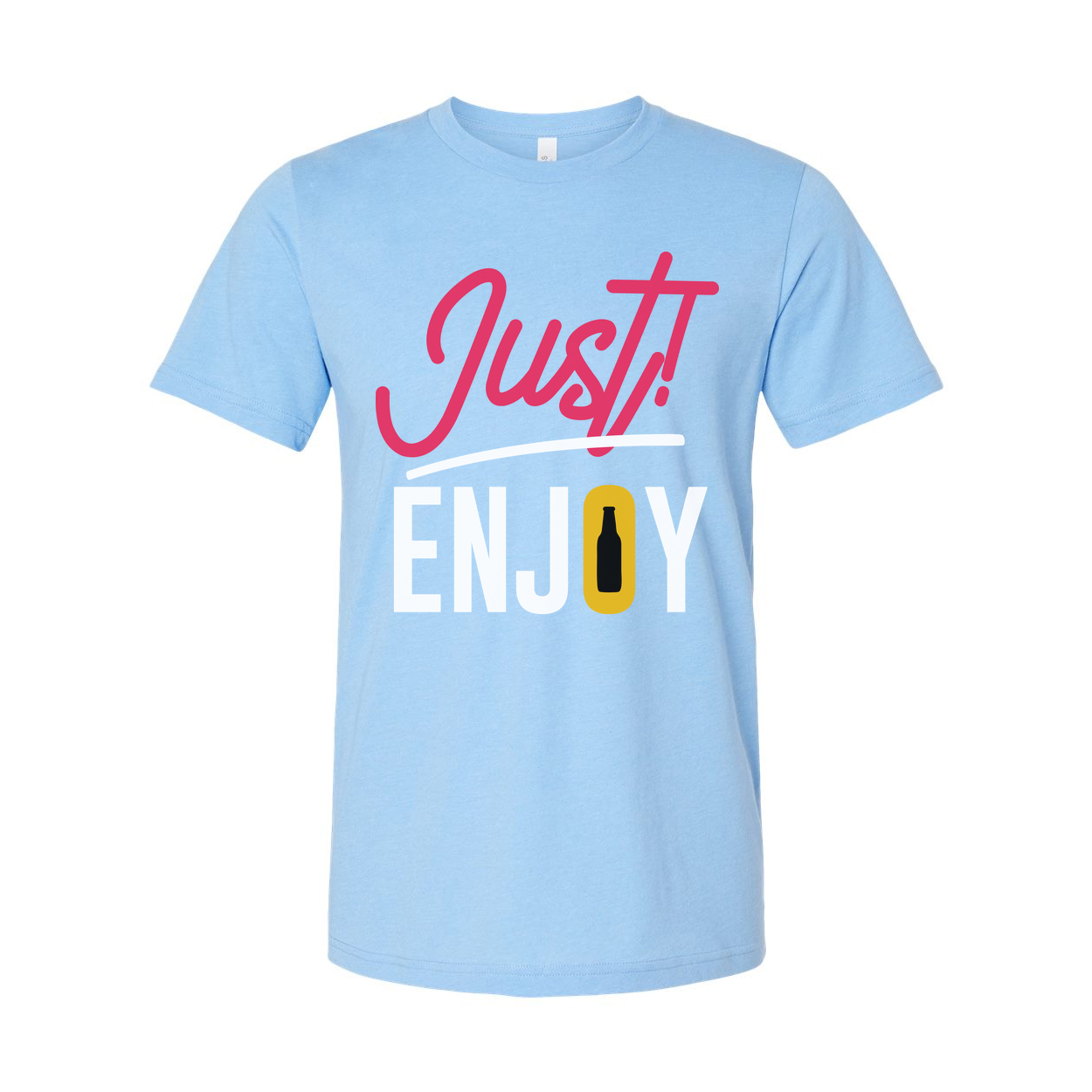 Just Enjoy Beer Graphic Unisex Tee With Bottle Icon Design For Casual Everyday Wear