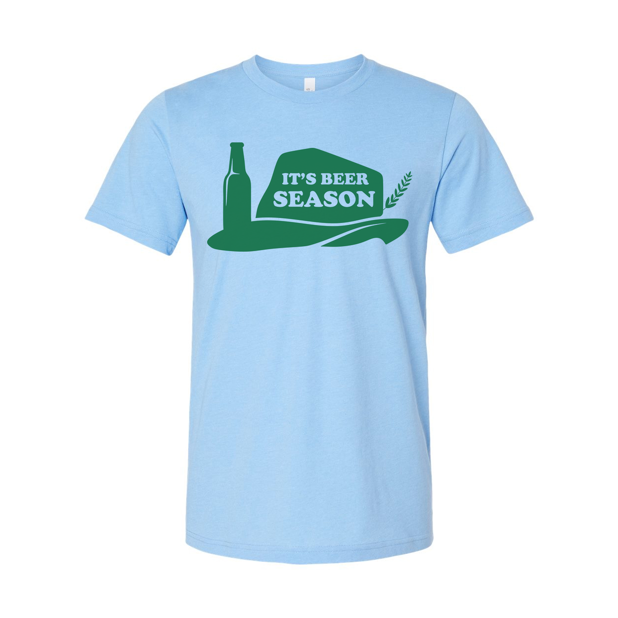 It's Beer Season Graphic Tee For Unisex Adults Featuring A Bottle And Hat Design