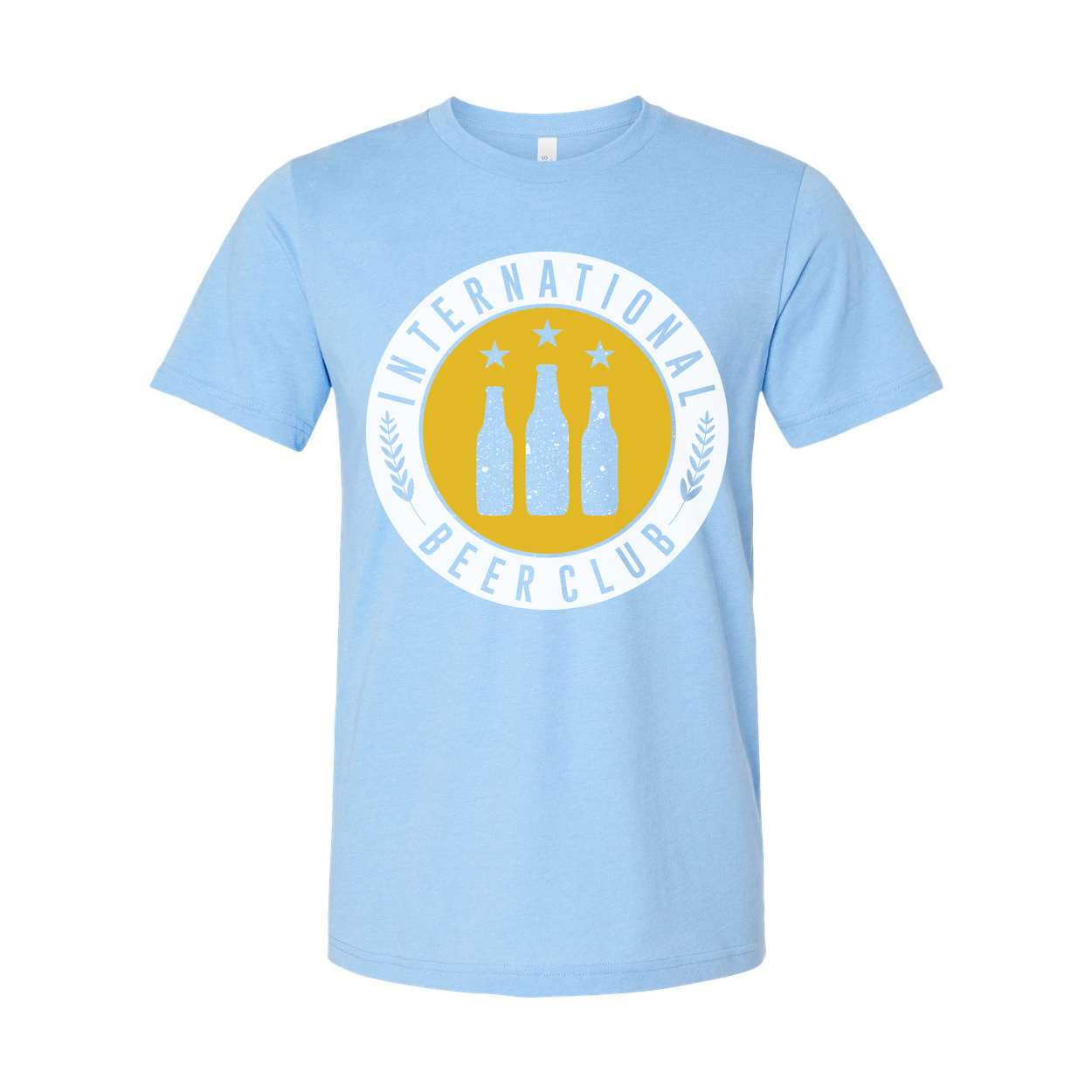 Unisex Graphic T Shirt Featuring International Beer Club Logo With Bottles Emblem And Stars