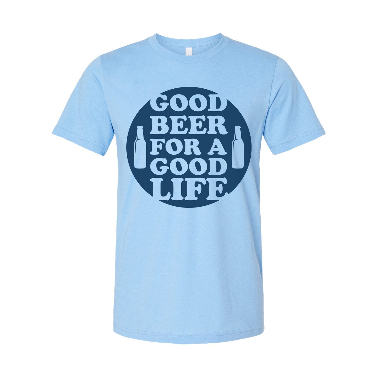 Unisex Graphic T Shirt With Circular Good Beer For A Good Life Design And Beer Bottle Icons