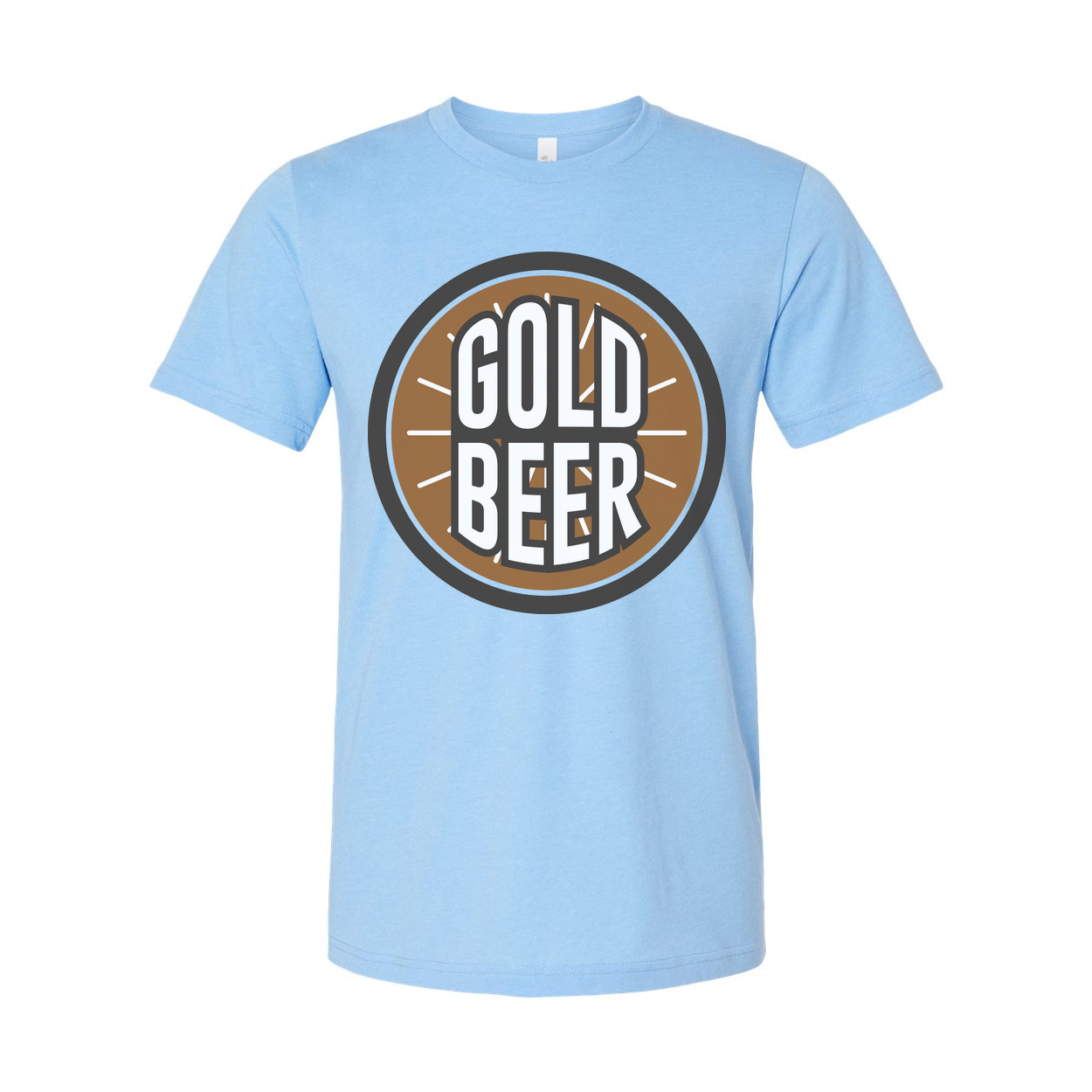 Gold Beer Circle Logo Graphic T Shirt For Men And Women Unisex Casual Tee With Bold Design
