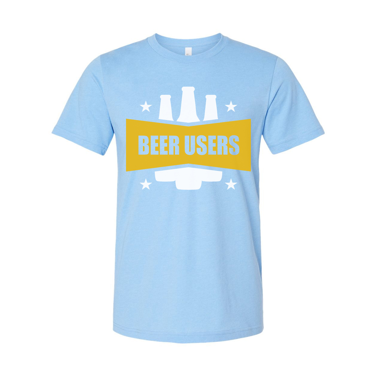 Beer Users Graphic Unisex Tee With Bold Yellow Banner And Beer Bottle Silhouette Artwork