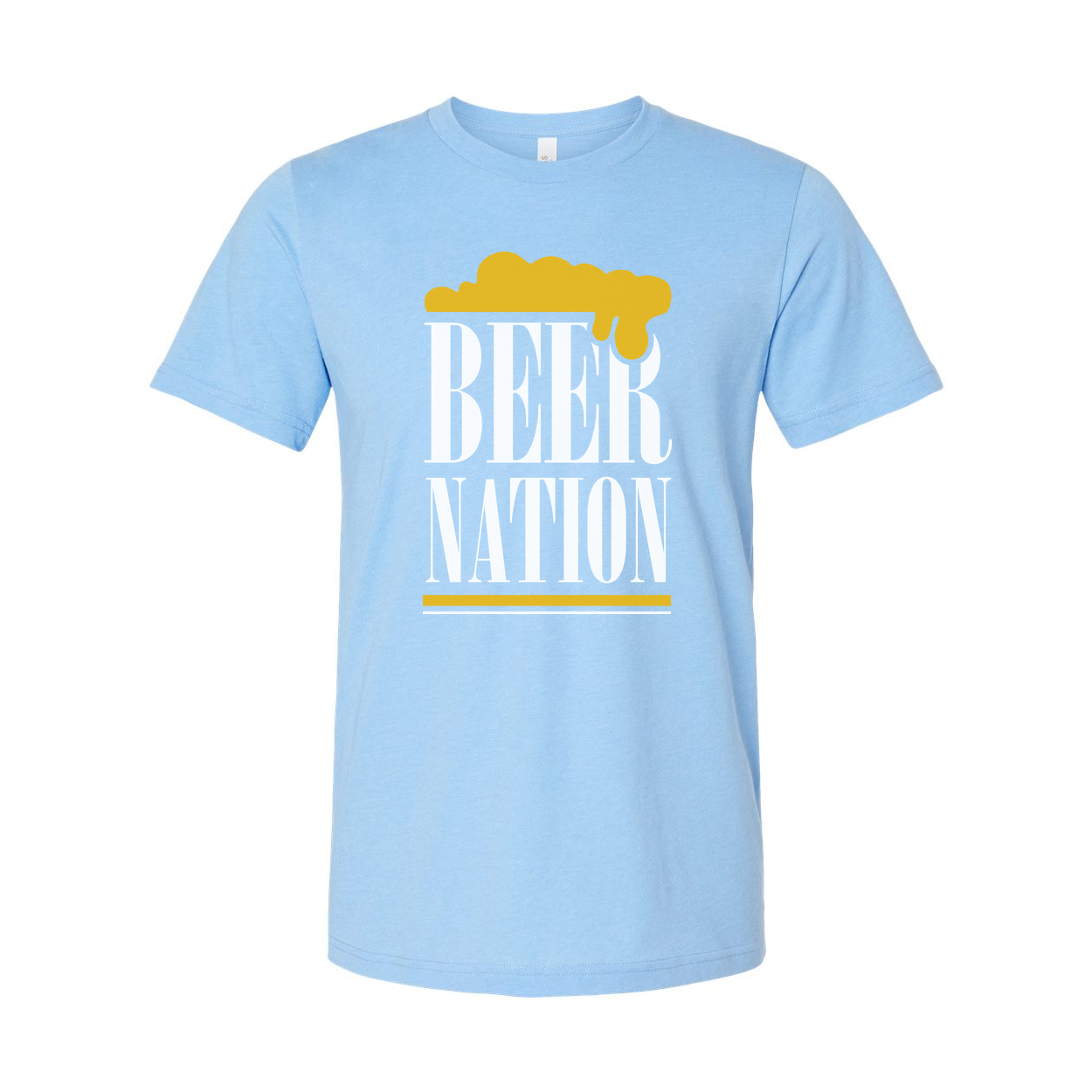 Beer Nation Unisex Short Sleeve Graphic T Shirt With Beer Foam Logo Design For Everyday Wear