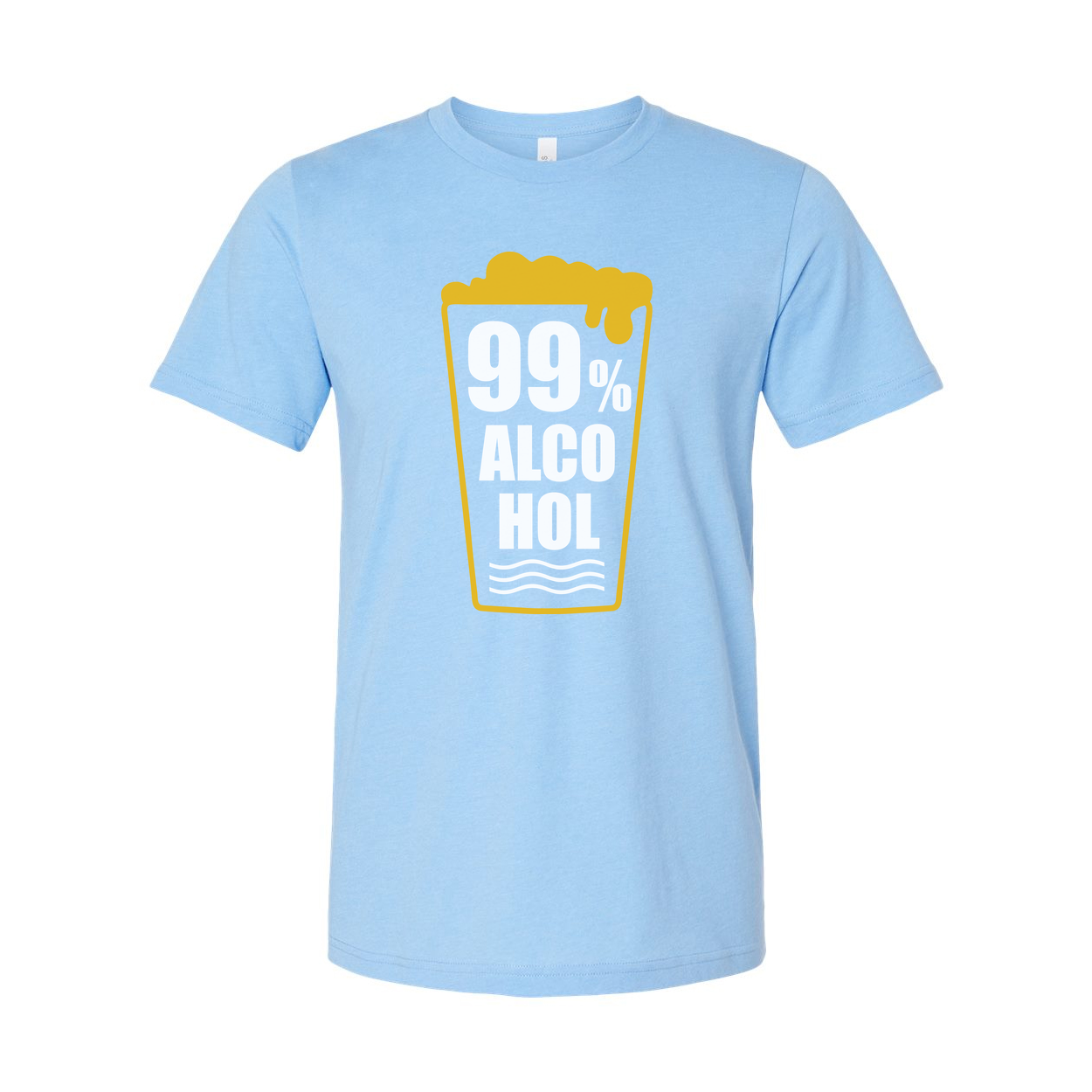 Unisex Beer Glass Graphic T Shirt With 99 Percent Alcohol Text Design For Everyday Wear And Fun