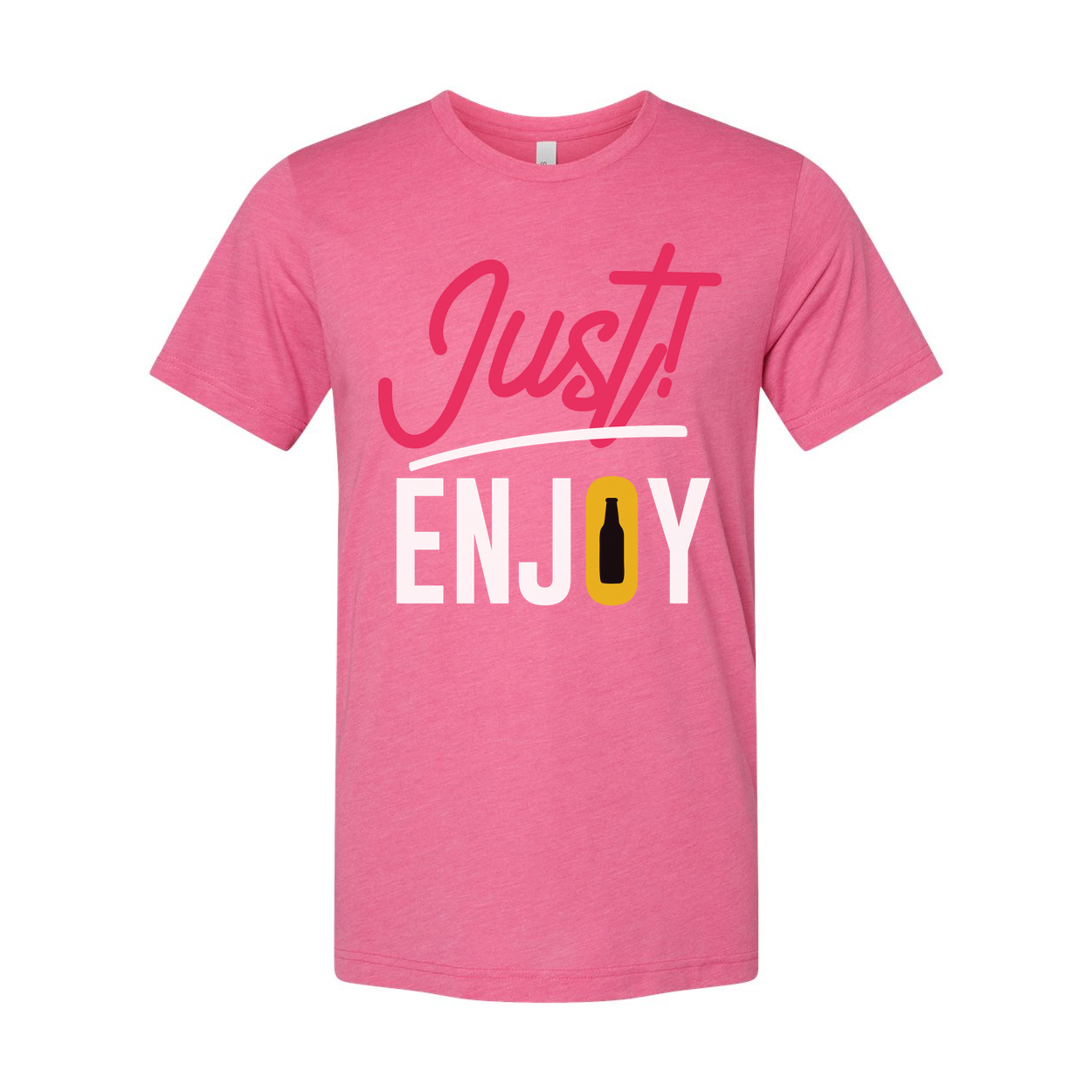 Just Enjoy Beer Graphic Unisex Tee With Bottle Icon Design For Casual Everyday Wear