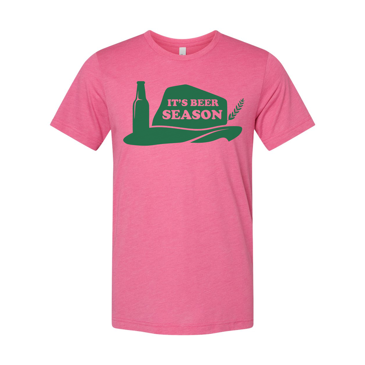 It's Beer Season Graphic Tee For Unisex Adults Featuring A Bottle And Hat Design