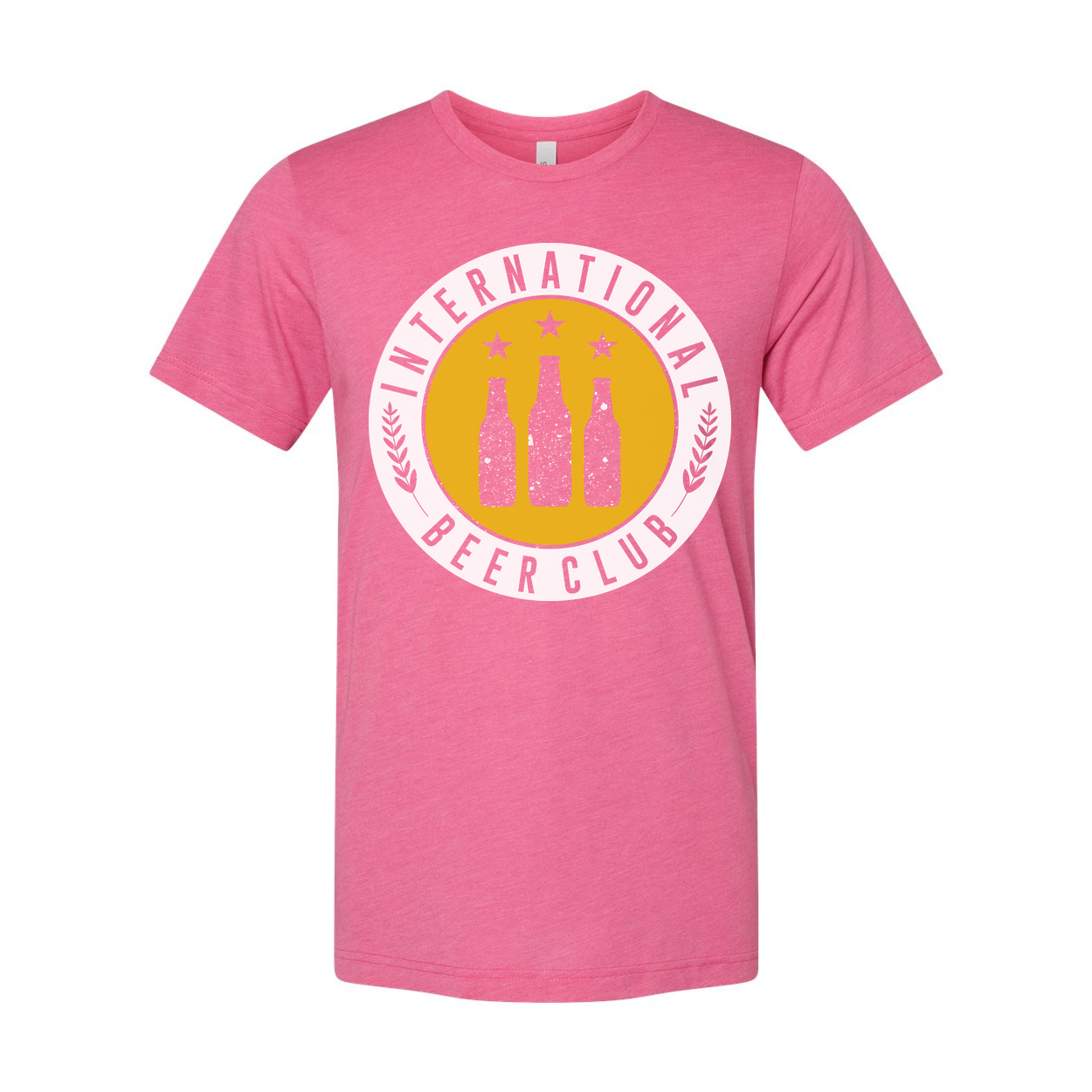 Unisex Graphic T Shirt Featuring International Beer Club Logo With Bottles Emblem And Stars