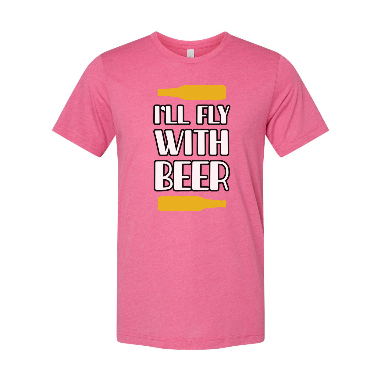 Unisex Beer Graphic T Shirt With Bottle Illustrations Printed Front I Will Fly With Beer