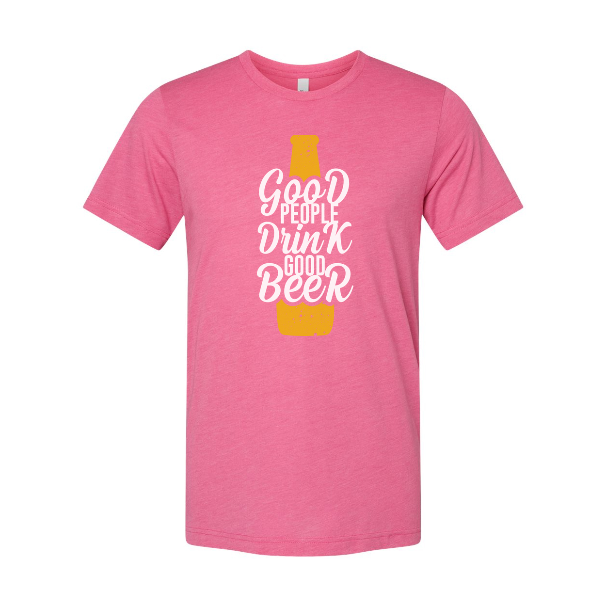 Unisex Beer Bottle Graphic T Shirt With Good People Drink Good Beer Phrase For Casual Wear