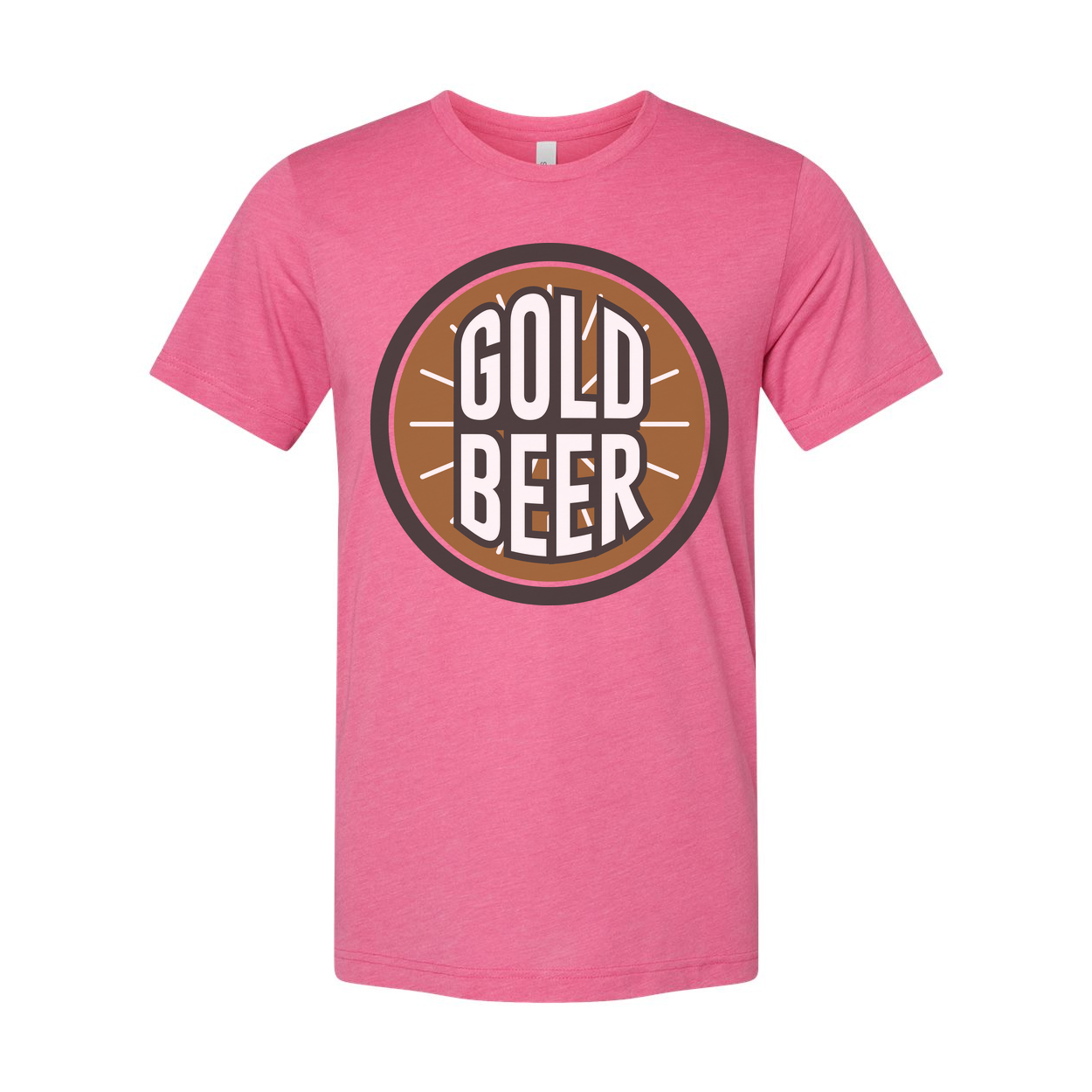 Gold Beer Circle Logo Graphic T Shirt For Men And Women Unisex Casual Tee With Bold Design