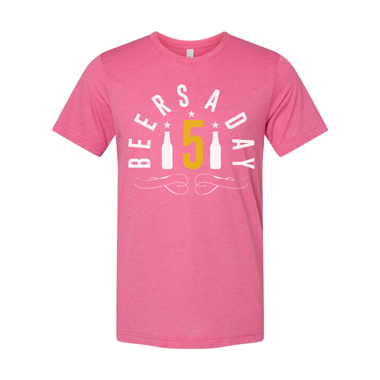 Five Beer Day Graphic Unisex T Shirt With Bottle Silhouettes And Decorative Swirls