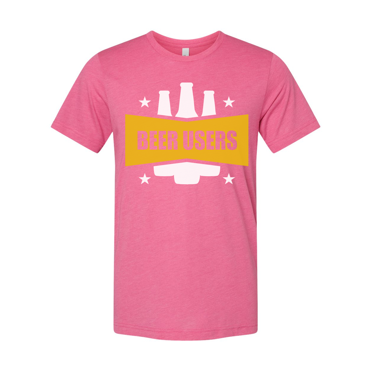 Beer Users Graphic Unisex Tee With Bold Yellow Banner And Beer Bottle Silhouette Artwork