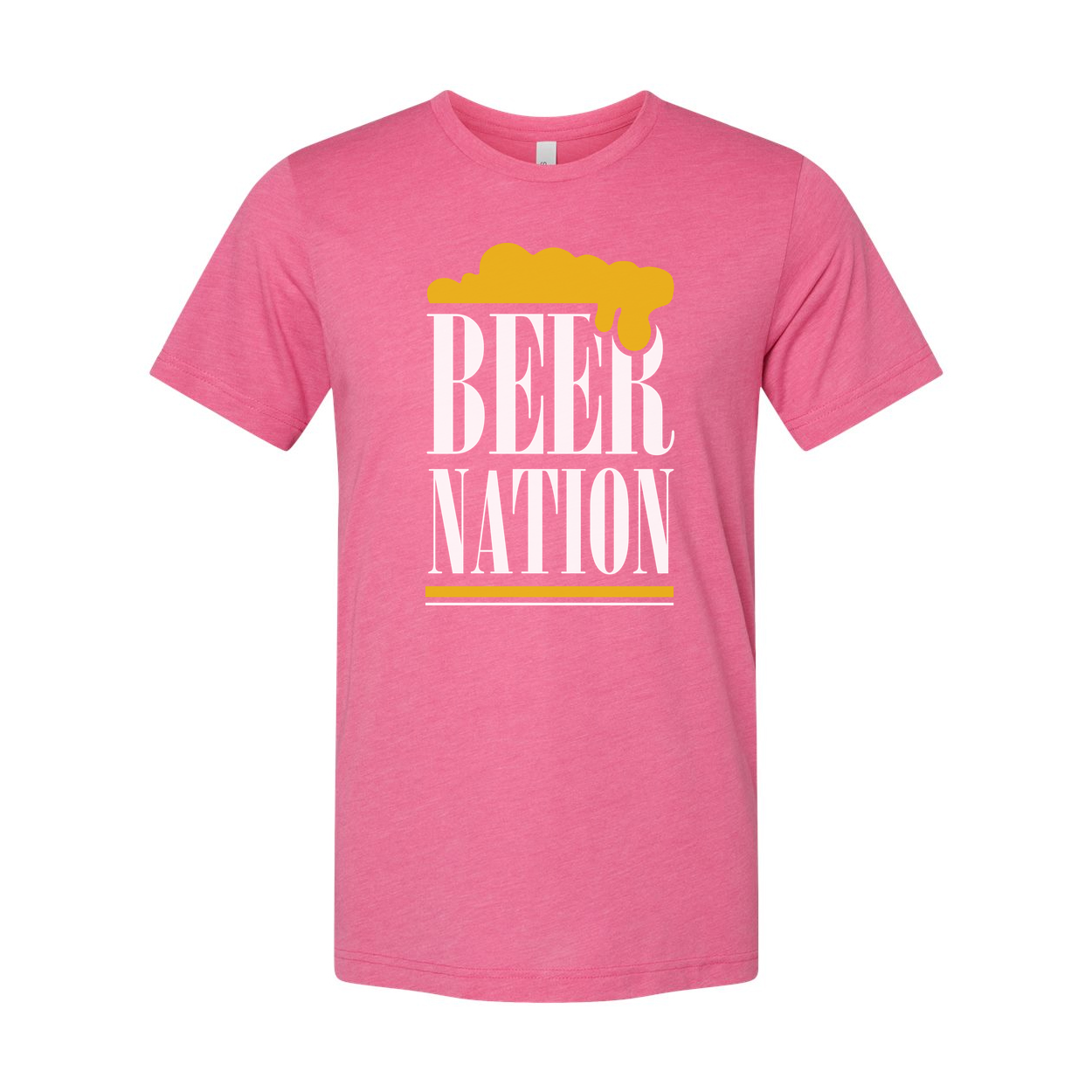 Beer Nation Unisex Short Sleeve Graphic T Shirt With Beer Foam Logo Design For Everyday Wear