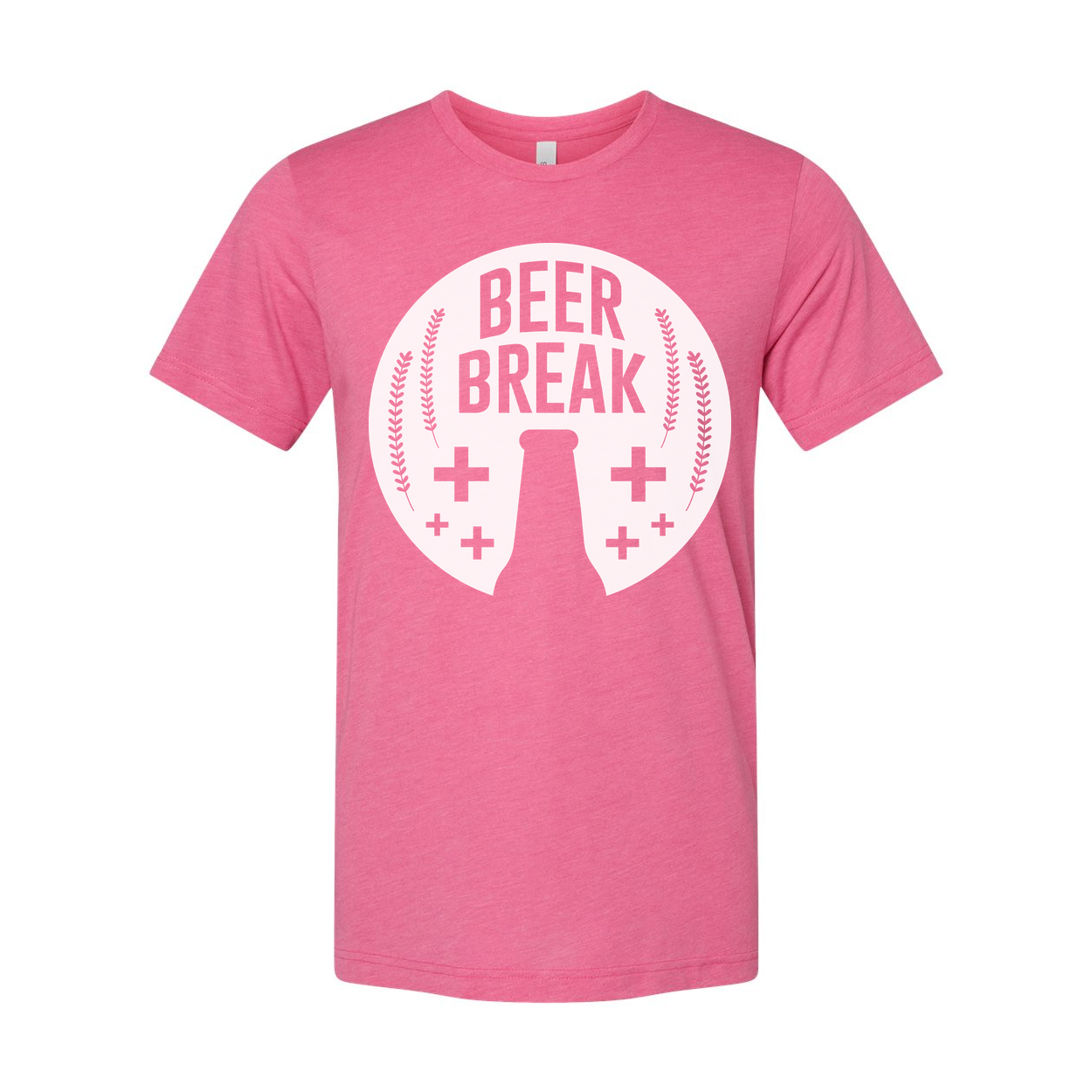 Beer Break Graphic Unisex Tee With Bottle Silhouette And Wheat Barley Motif Artwork