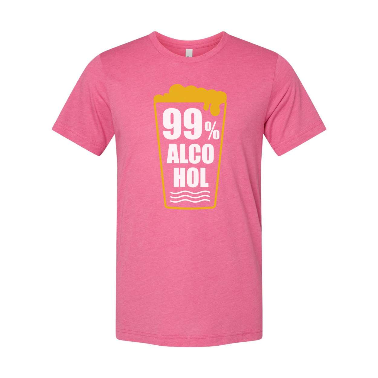 Unisex Beer Glass Graphic T Shirt With 99 Percent Alcohol Text Design For Everyday Wear And Fun