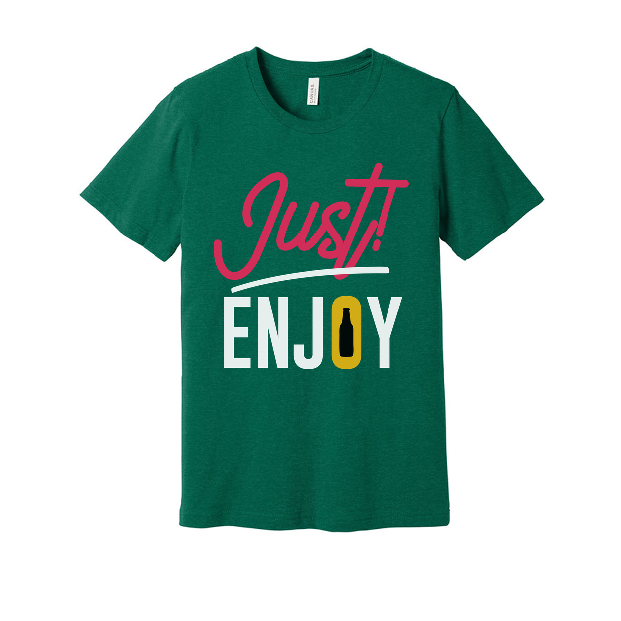 Just Enjoy Beer Graphic Unisex Tee With Bottle Icon Design For Casual Everyday Wear