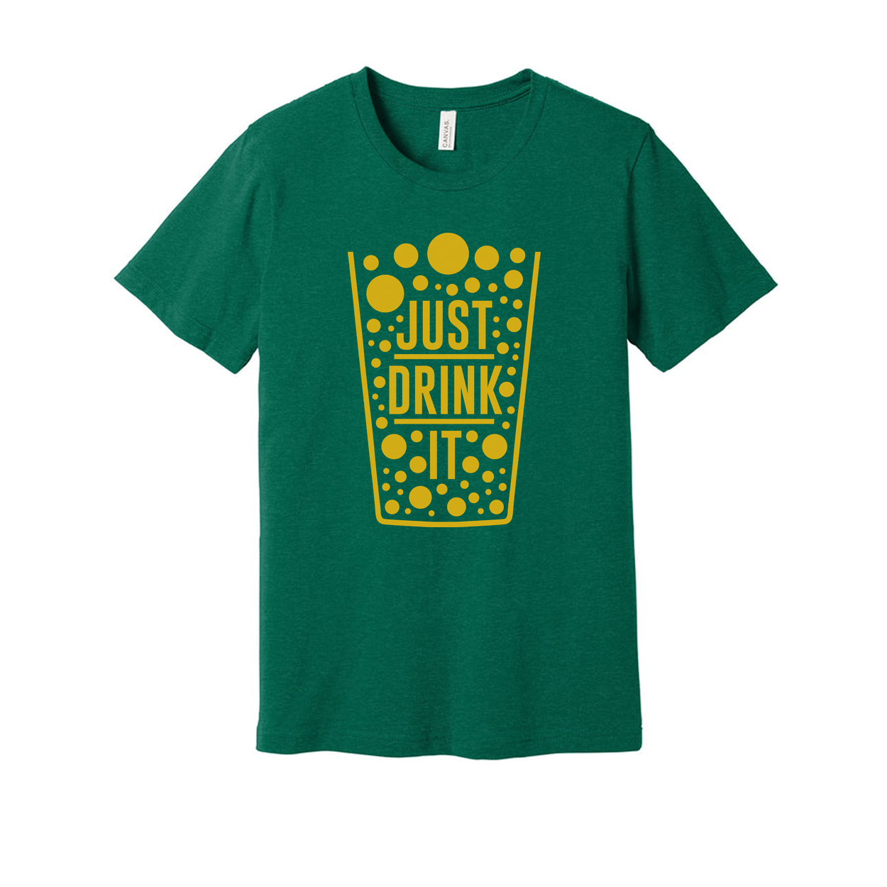 Just Drink It Beer Glass Graphic Tee With Dotted Pattern For Unisex Adults Casual Wear