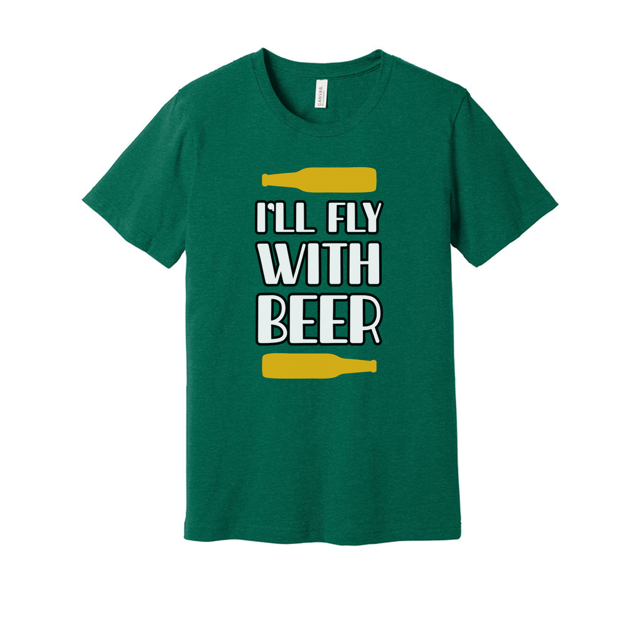 Unisex Beer Graphic T Shirt With Bottle Illustrations Printed Front I Will Fly With Beer