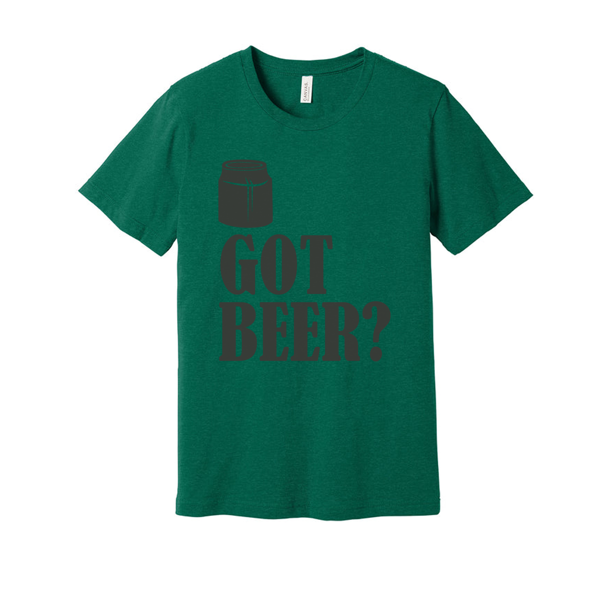 Unisex Short Sleeve T Shirt With Beer Can Graphic And Got Beer Phrase Print Design