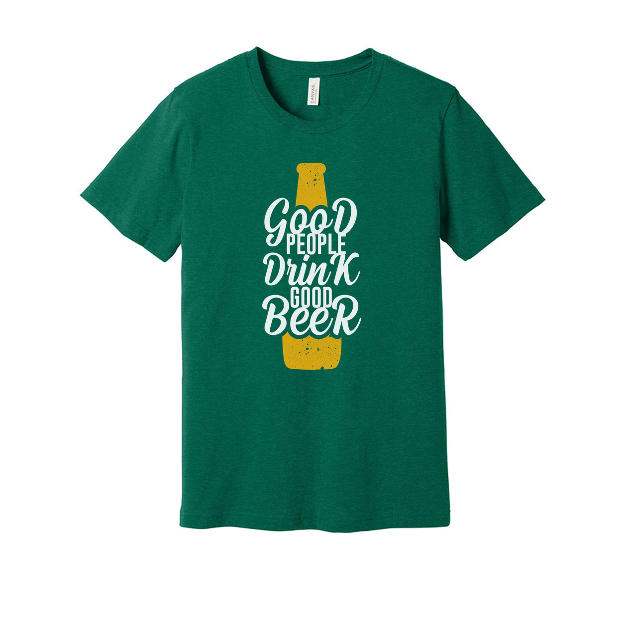 Unisex Beer Bottle Graphic T Shirt With Good People Drink Good Beer Phrase For Casual Wear