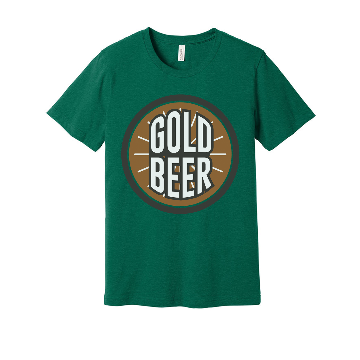 Gold Beer Circle Logo Graphic T Shirt For Men And Women Unisex Casual Tee With Bold Design