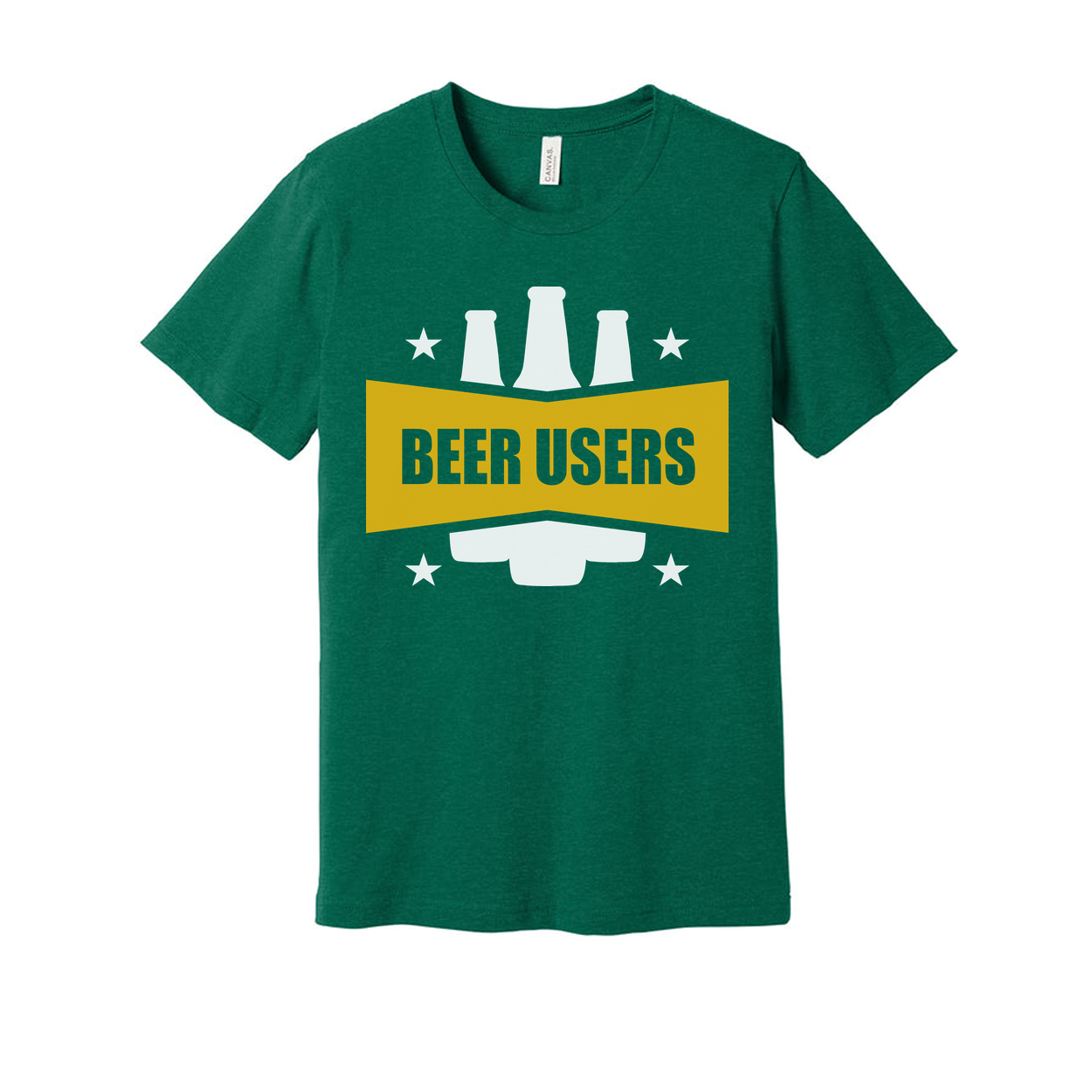 Beer Users Graphic Unisex Tee With Bold Yellow Banner And Beer Bottle Silhouette Artwork