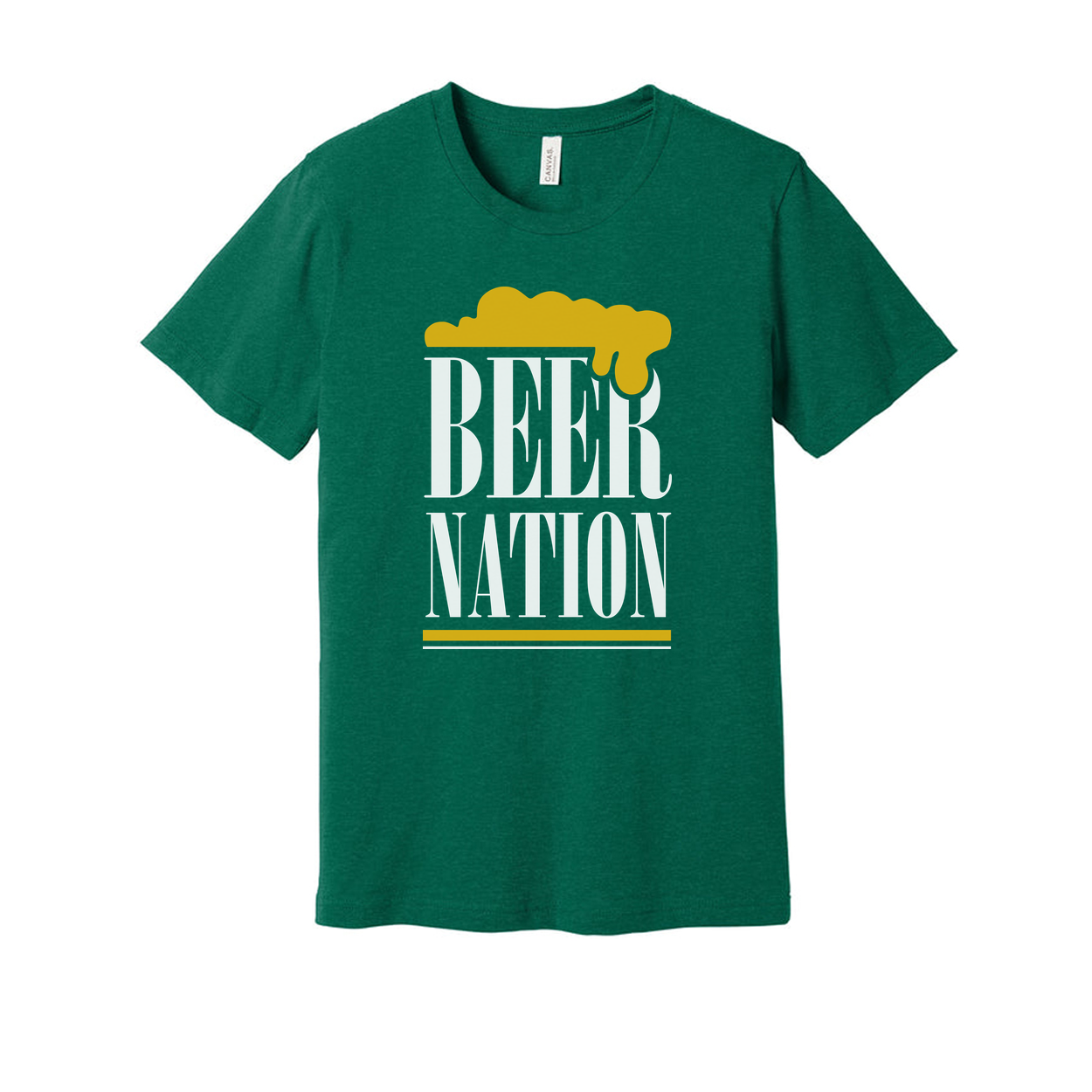 Beer Nation Unisex Short Sleeve Graphic T Shirt With Beer Foam Logo Design For Everyday Wear