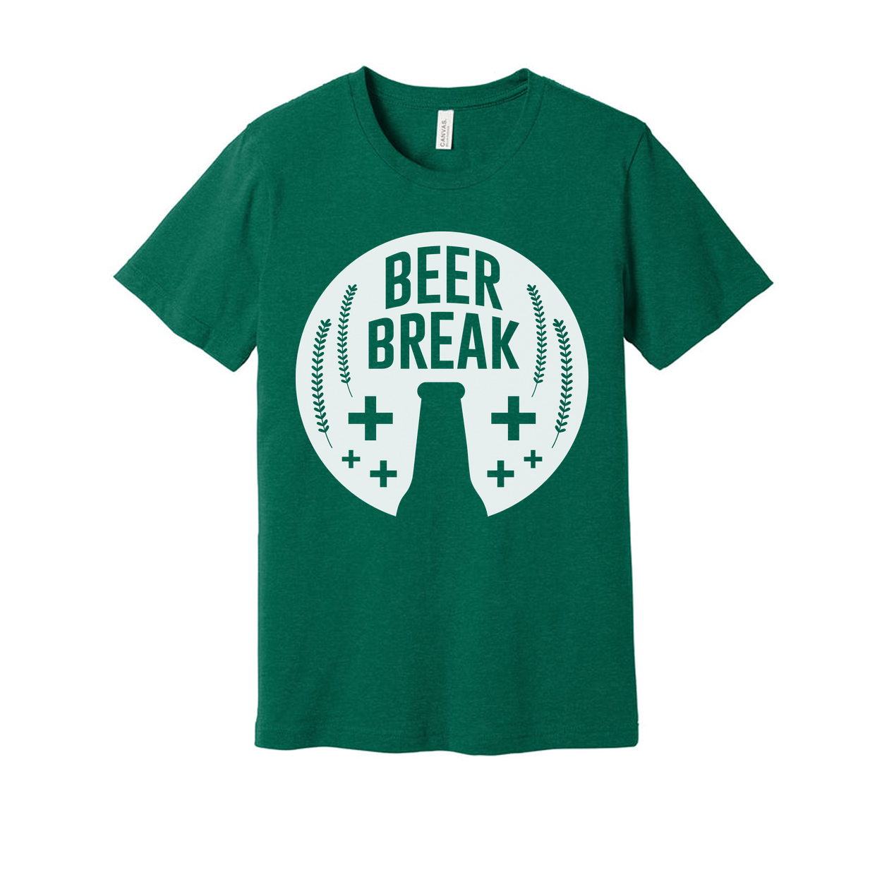 Beer Break Graphic Unisex Tee With Bottle Silhouette And Wheat Barley Motif Artwork