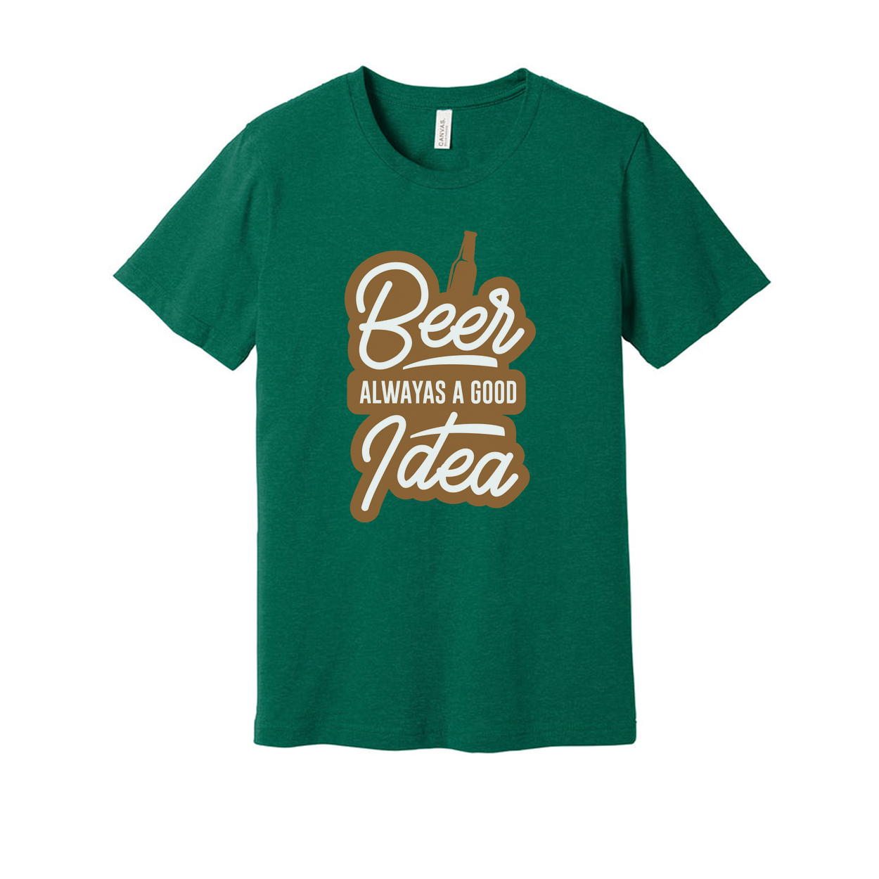 Beer Always a Good Idea Unisex Graphic Tee With Bottle Illustration and Bold Typeface