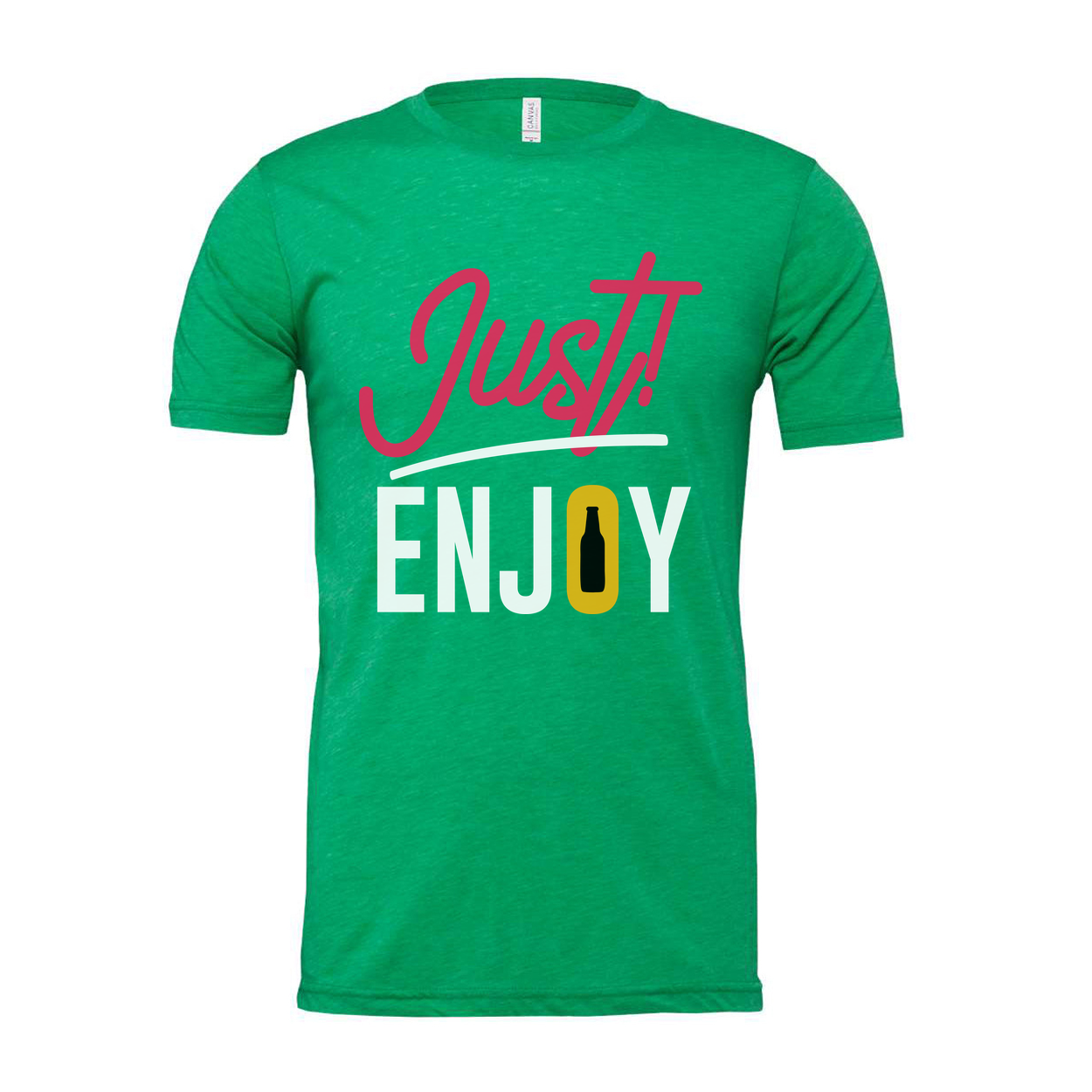 Just Enjoy Beer Graphic Unisex Tee With Bottle Icon Design For Casual Everyday Wear