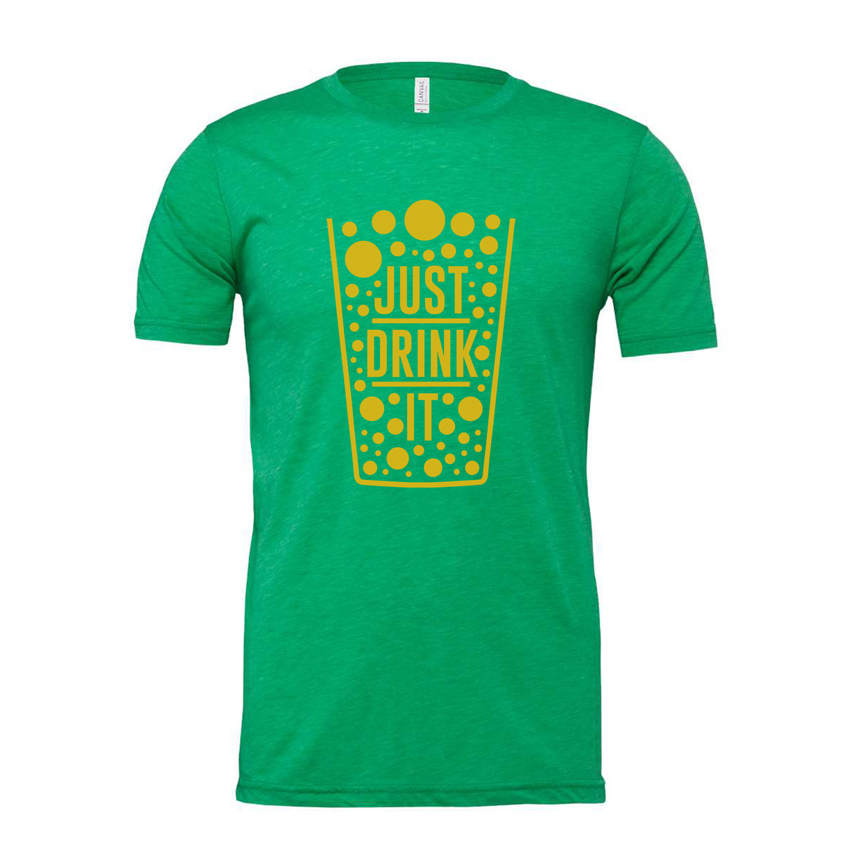Just Drink It Beer Glass Graphic Tee With Dotted Pattern For Unisex Adults Casual Wear