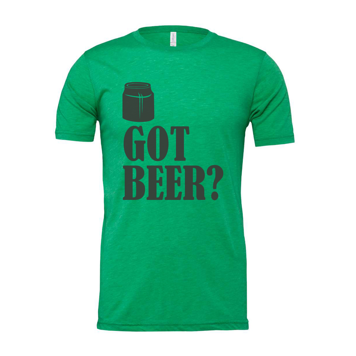 Unisex Short Sleeve T Shirt With Beer Can Graphic And Got Beer Phrase Print Design