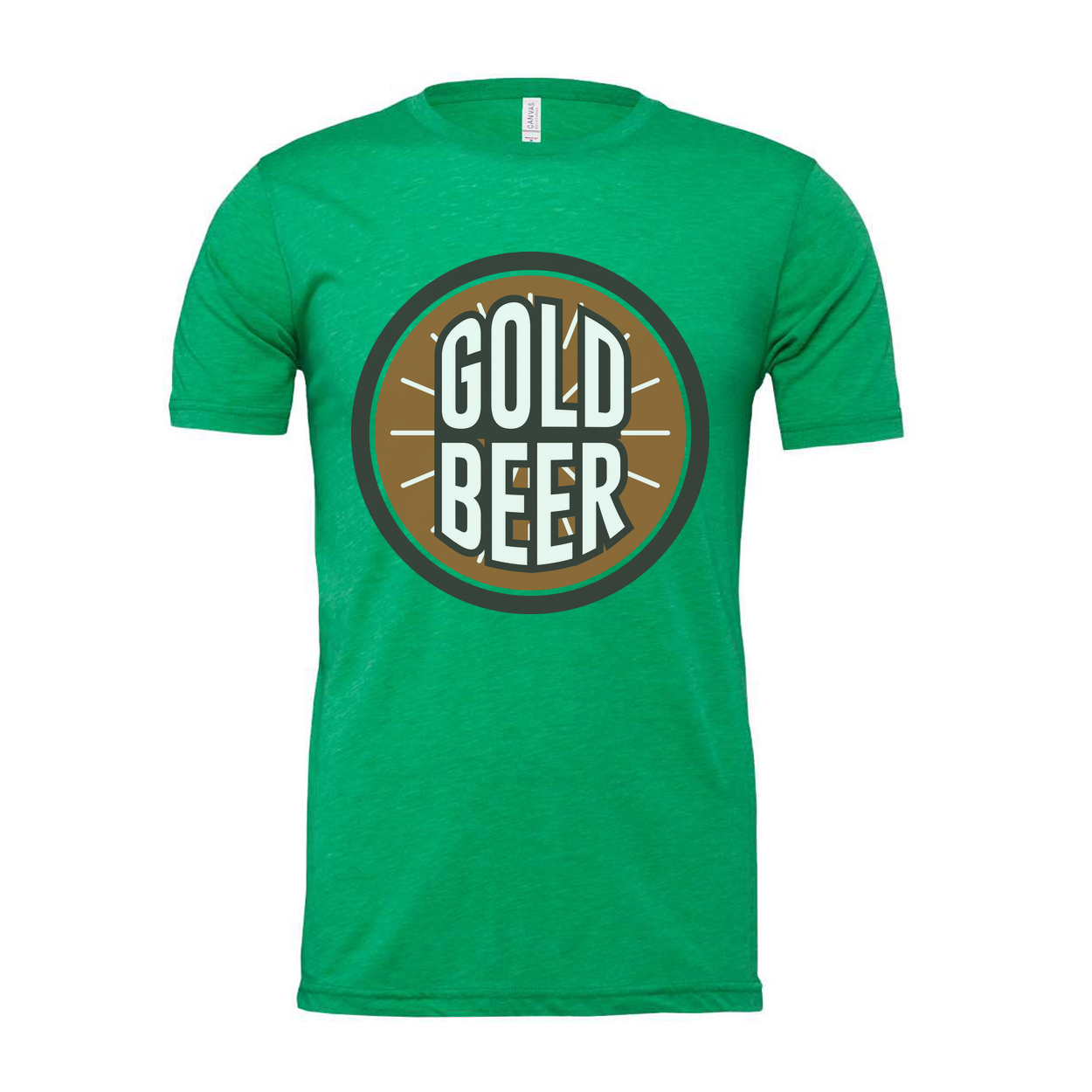 Gold Beer Circle Logo Graphic T Shirt For Men And Women Unisex Casual Tee With Bold Design