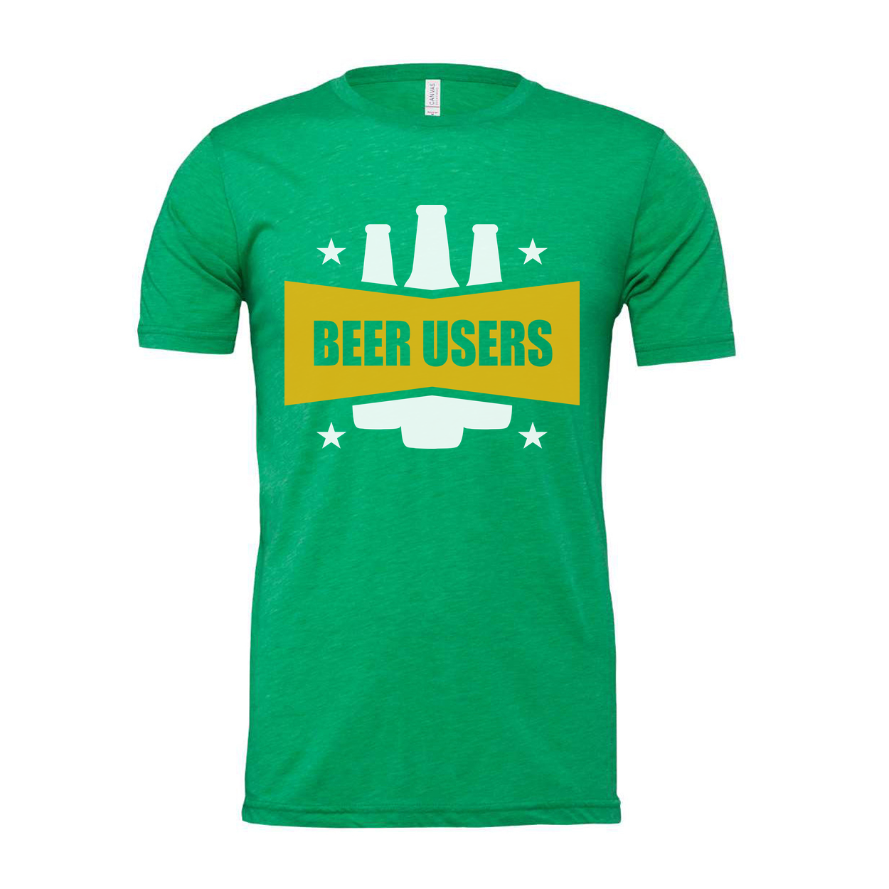 Beer Users Graphic Unisex Tee With Bold Yellow Banner And Beer Bottle Silhouette Artwork