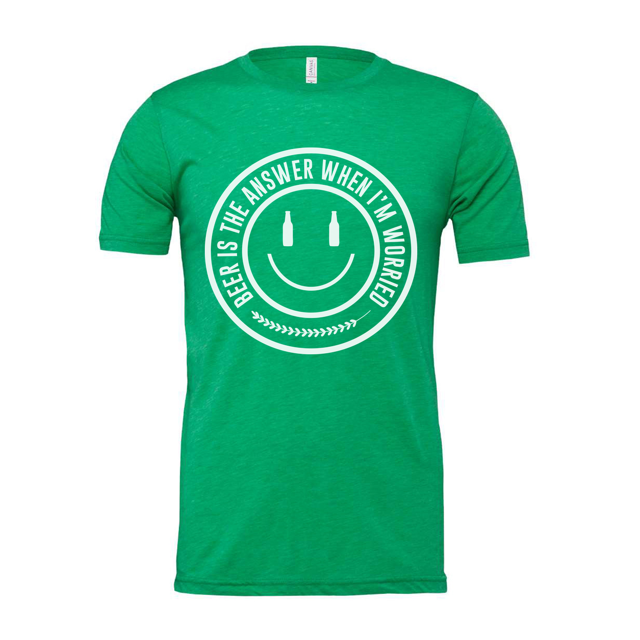 Unisex Beer Is The Answer When I'm Worried Circular Logo Graphic Tee Shirt For Everyday Wear