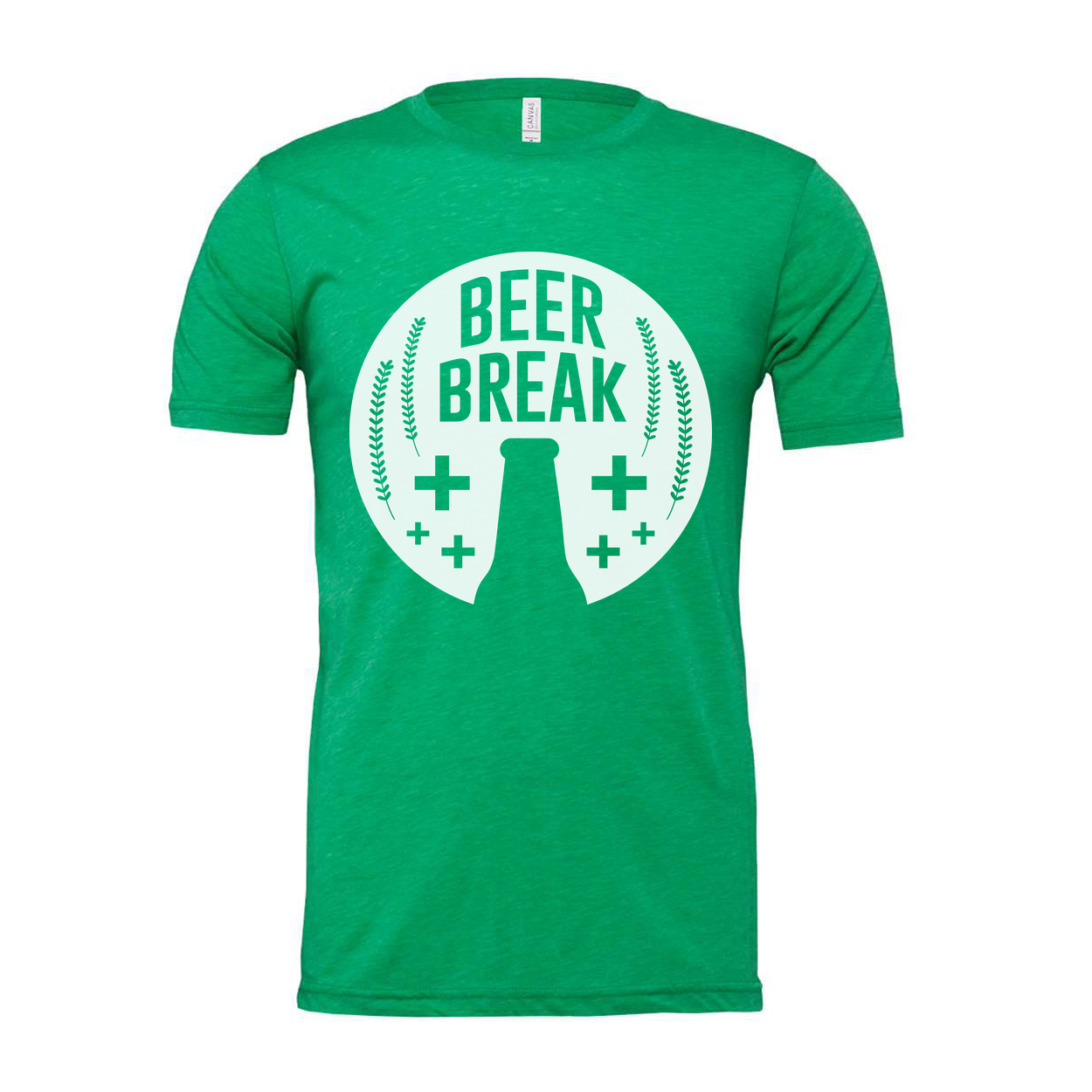 Beer Break Graphic Unisex Tee With Bottle Silhouette And Wheat Barley Motif Artwork