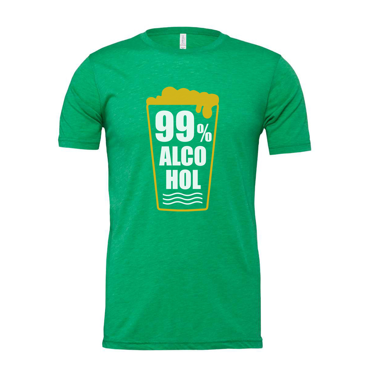 Unisex Beer Glass Graphic T Shirt With 99 Percent Alcohol Text Design For Everyday Wear And Fun