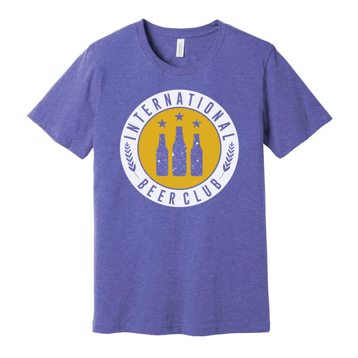 Unisex Graphic T Shirt Featuring International Beer Club Logo With Bottles Emblem And Stars