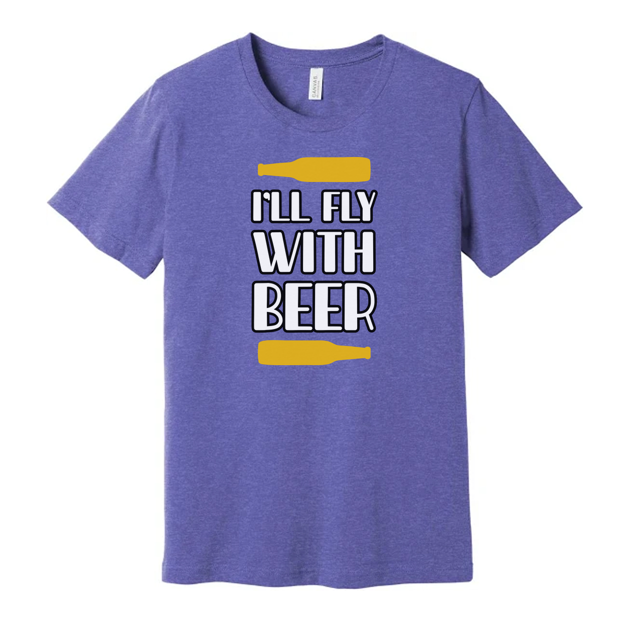 Unisex Beer Graphic T Shirt With Bottle Illustrations Printed Front I Will Fly With Beer