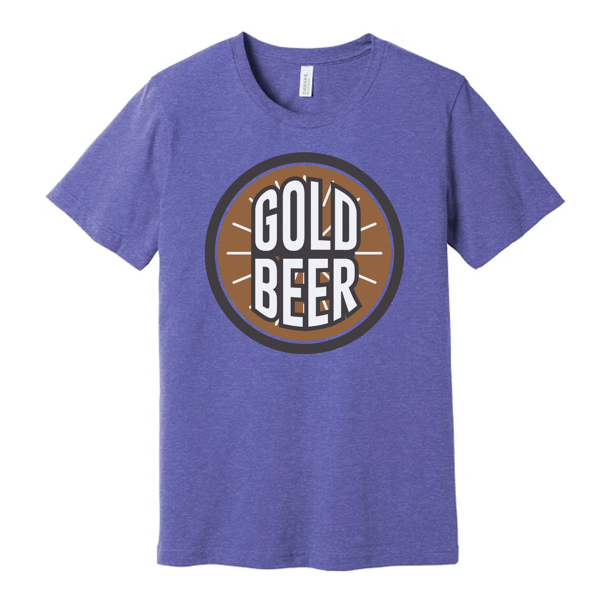 Gold Beer Circle Logo Graphic T Shirt For Men And Women Unisex Casual Tee With Bold Design