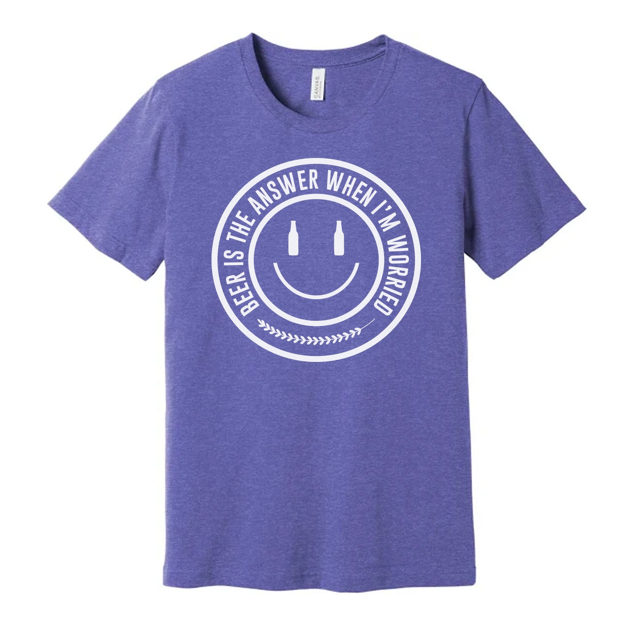 Unisex Beer Is The Answer When I'm Worried Circular Logo Graphic Tee Shirt For Everyday Wear