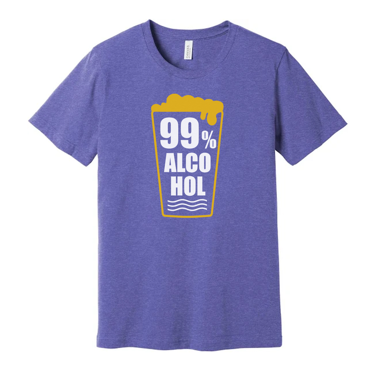 Unisex Beer Glass Graphic T Shirt With 99 Percent Alcohol Text Design For Everyday Wear And Fun