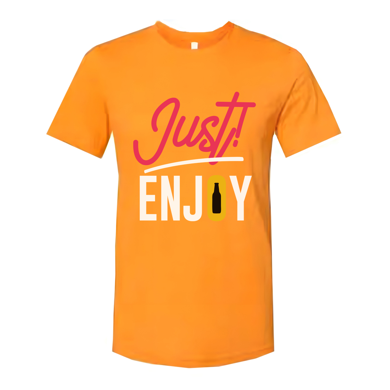 Just Enjoy Beer Graphic Unisex Tee With Bottle Icon Design For Casual Everyday Wear
