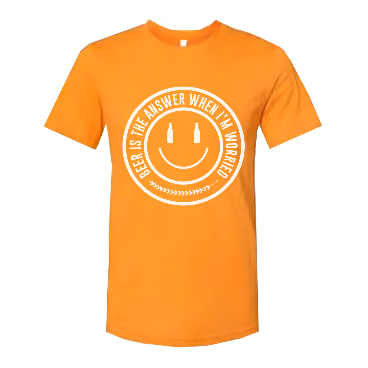 Unisex Beer Is The Answer When I'm Worried Circular Logo Graphic Tee Shirt For Everyday Wear