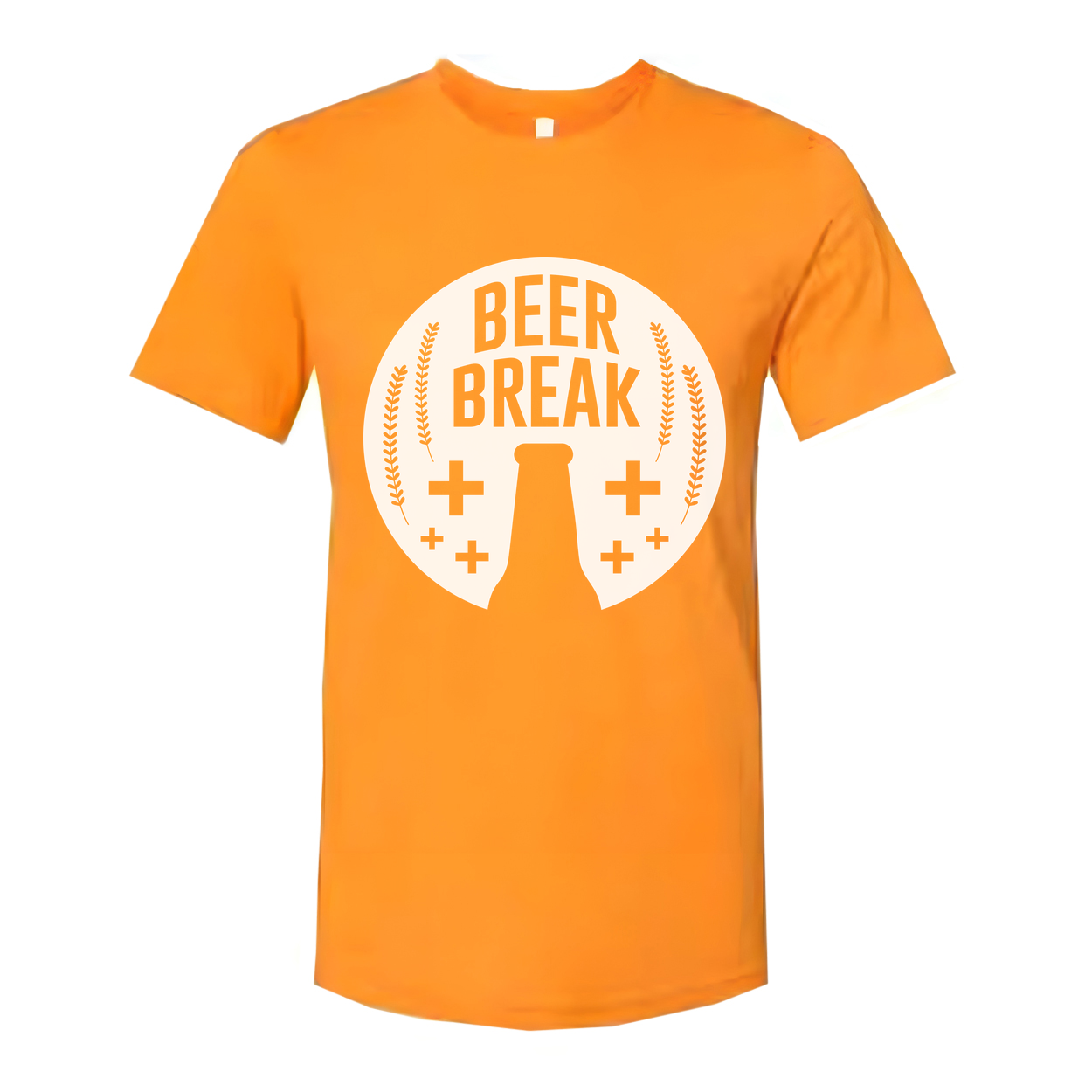 Beer Break Graphic Unisex Tee With Bottle Silhouette And Wheat Barley Motif Artwork